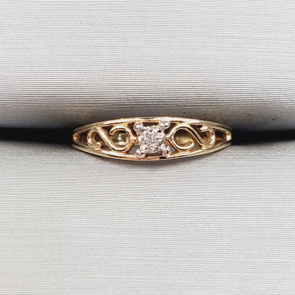 10k Solid Yellow Gold Genuine Diamond Tiny Baby - Knuckle Ring